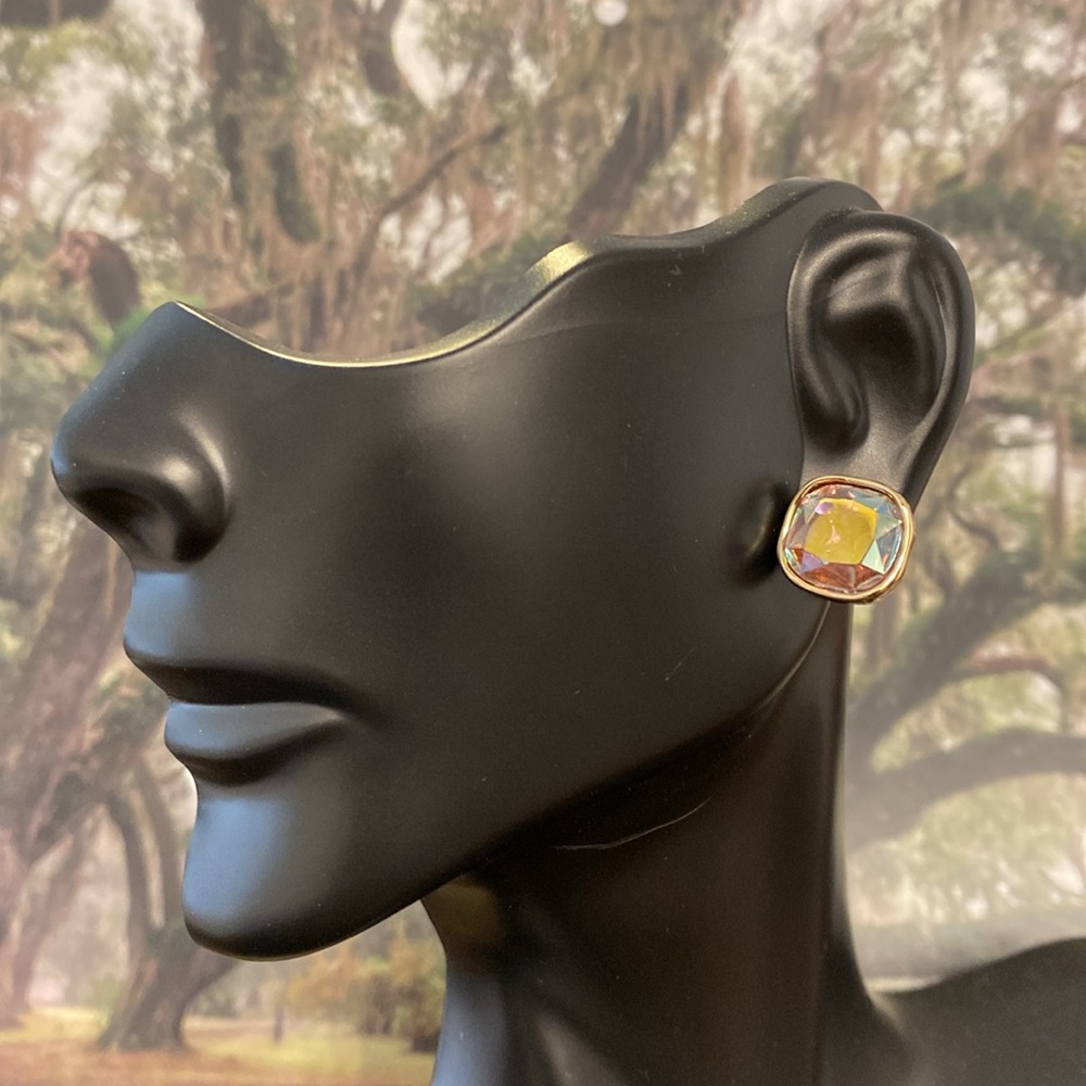 Style & Co Mystic Colored Stone and Hammered Goldtone 2-Piece Stud Set